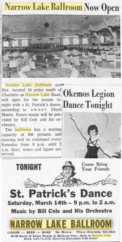 Narrow Lake Ballroom - March 14 1964 Ad And Article